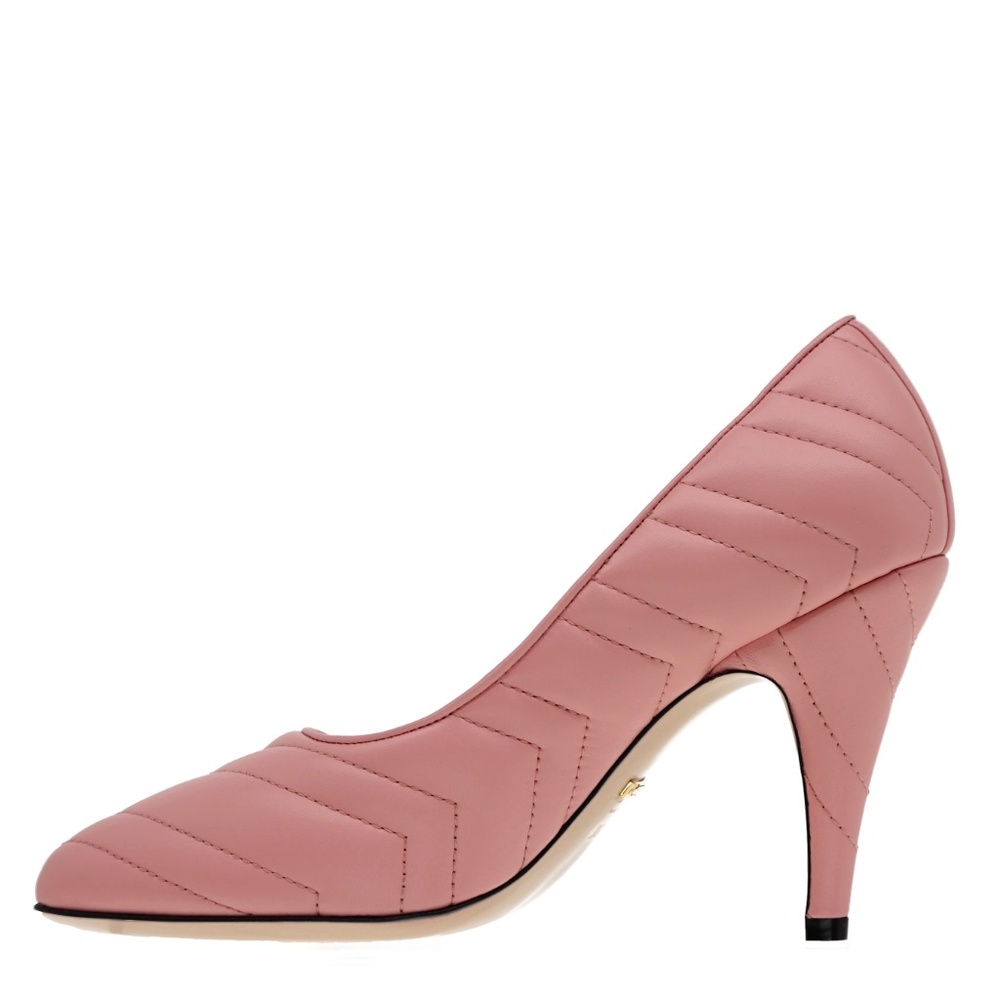 Gucci Charlotte Pumps Chevron Pink Leather Size 38.5 New - Picture 5 of 6